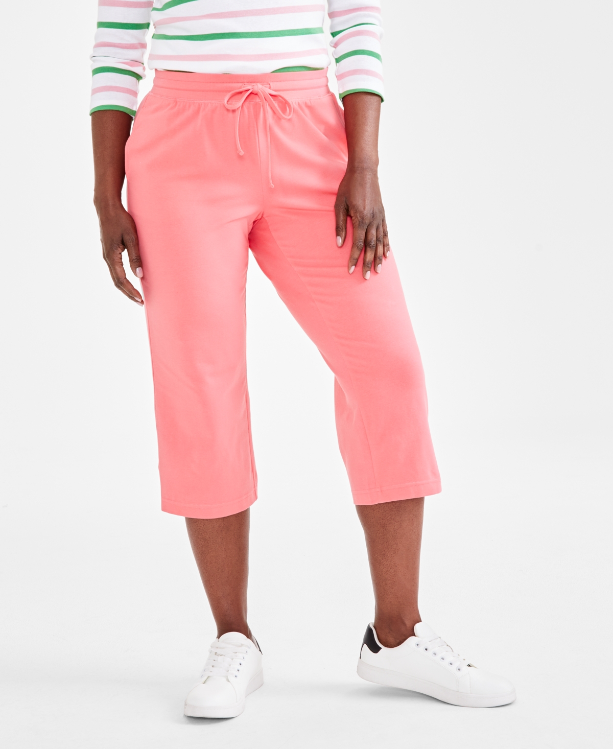 Style & Co Women's Mid Rise Capri Sweatpants, Created For Macy's In Fresh Coral