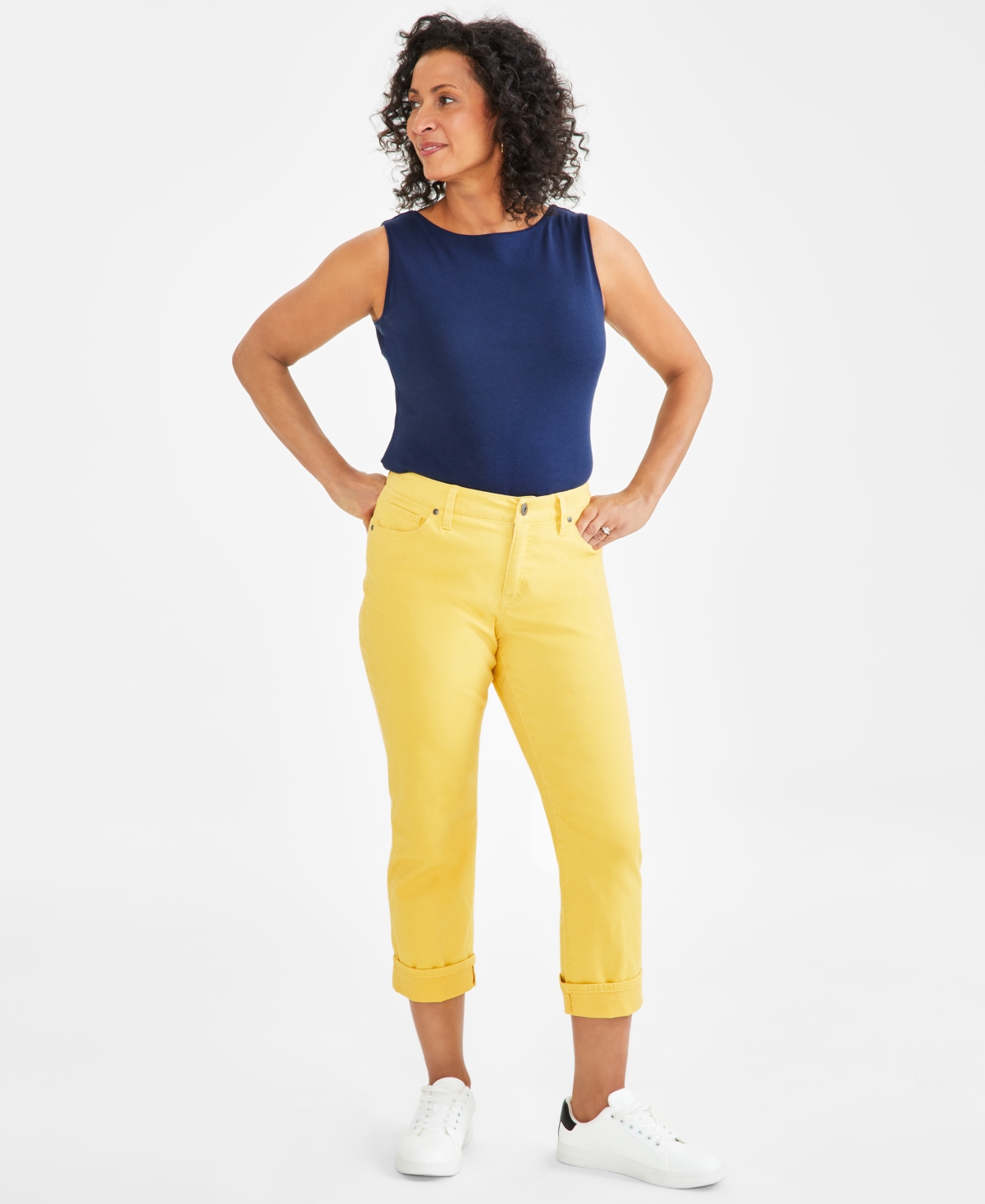 Style & Co Women's Mid-rise Curvy Capri Jeans, Created For Macy's In Cornmeal Yellow
