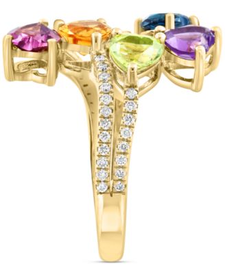 EFFY&reg; Multi Gemstone (2-1/3 ct. t.w.) & Diamond (1/4 ct. t.w.) Heart Statement Ring in 14k Gold