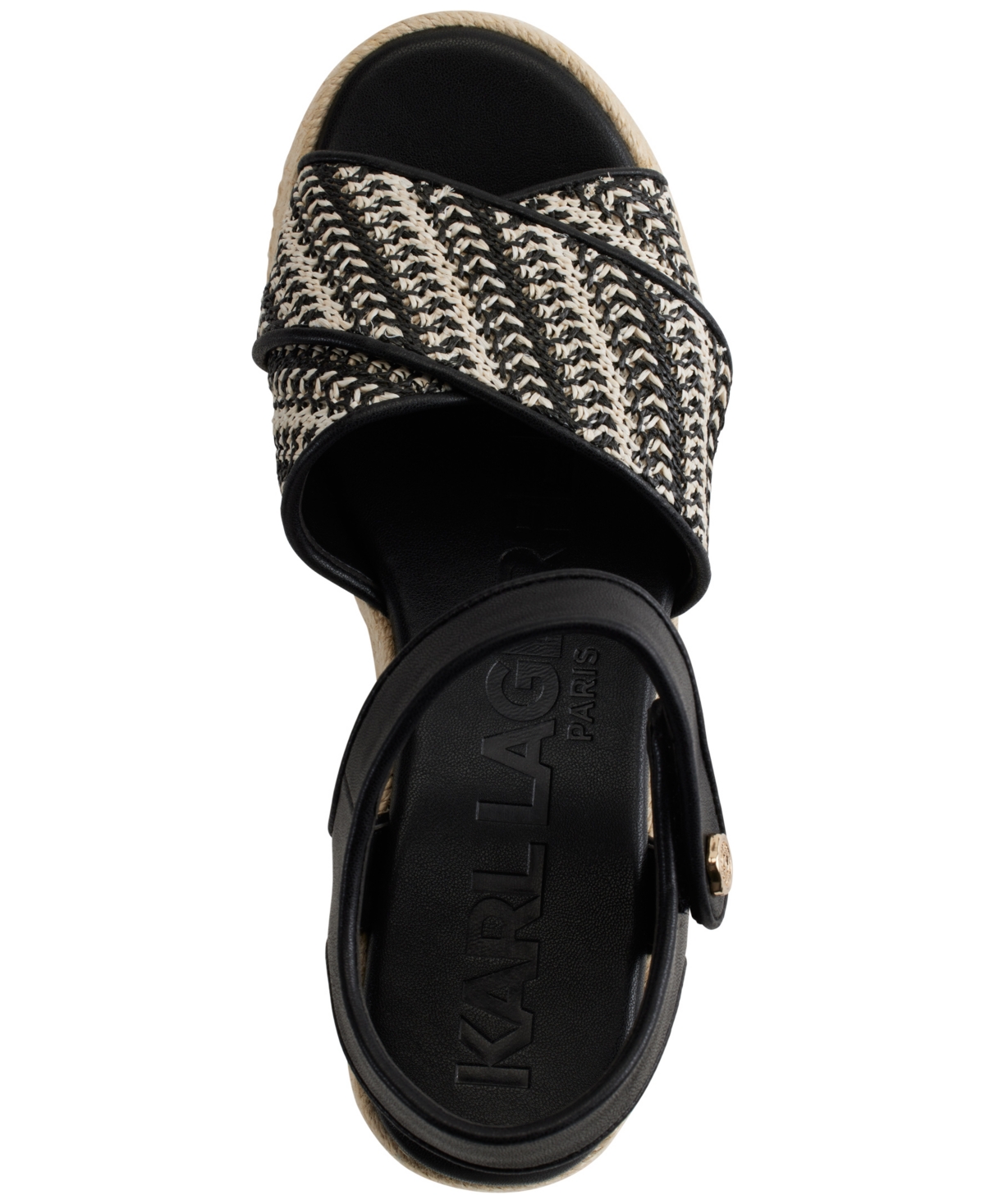Karl Lagerfeld Paris Women's Celest Ankle-Strap Espadrille Platform Wedge Sandals - Cream