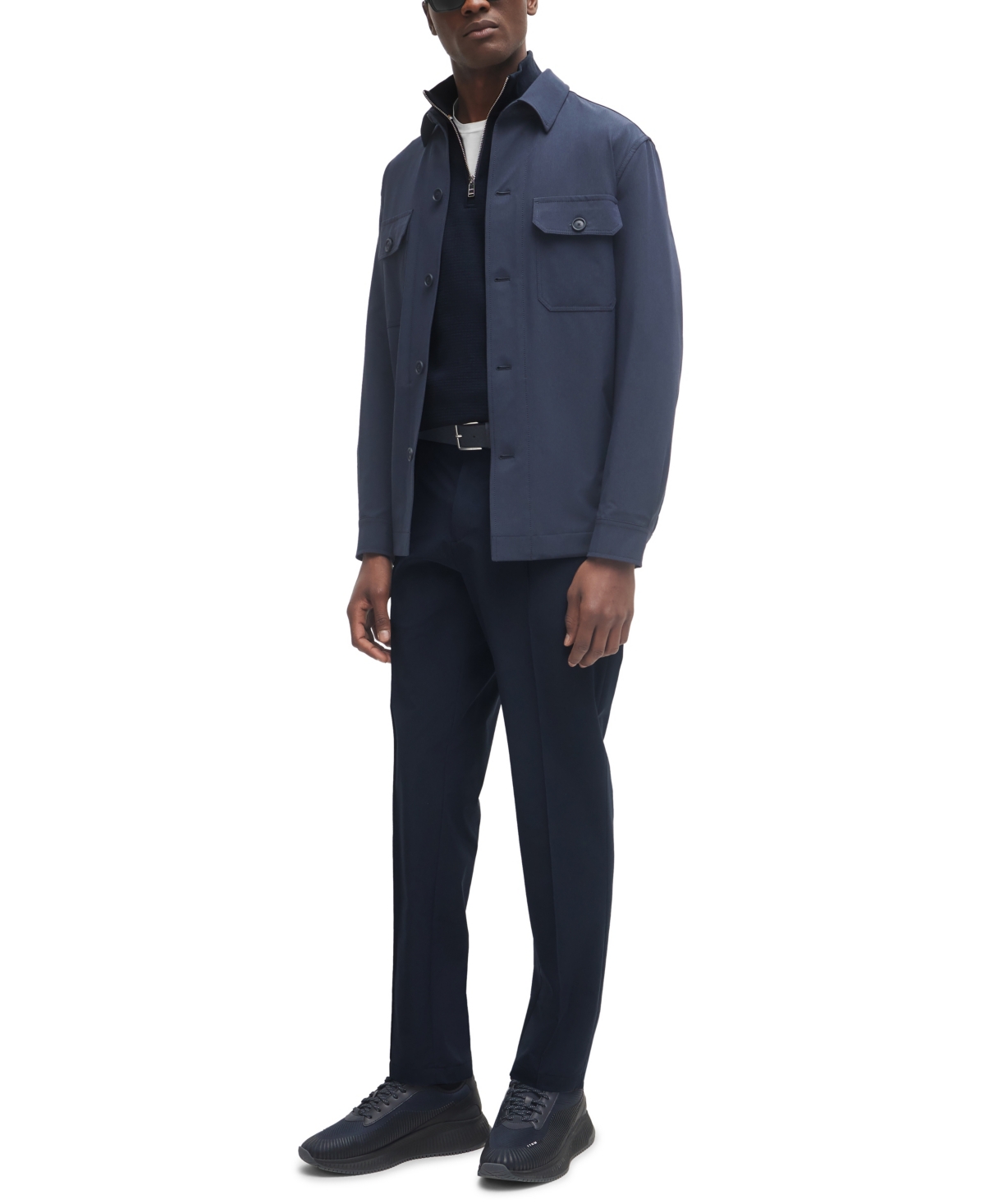 Boss by Hugo Boss Men's Long-Sleeved Zip Neck Slim-Fit T-Shirt