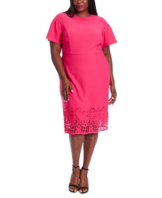 London Times - Plus Size Lace-Trim Fit & Flare Dress