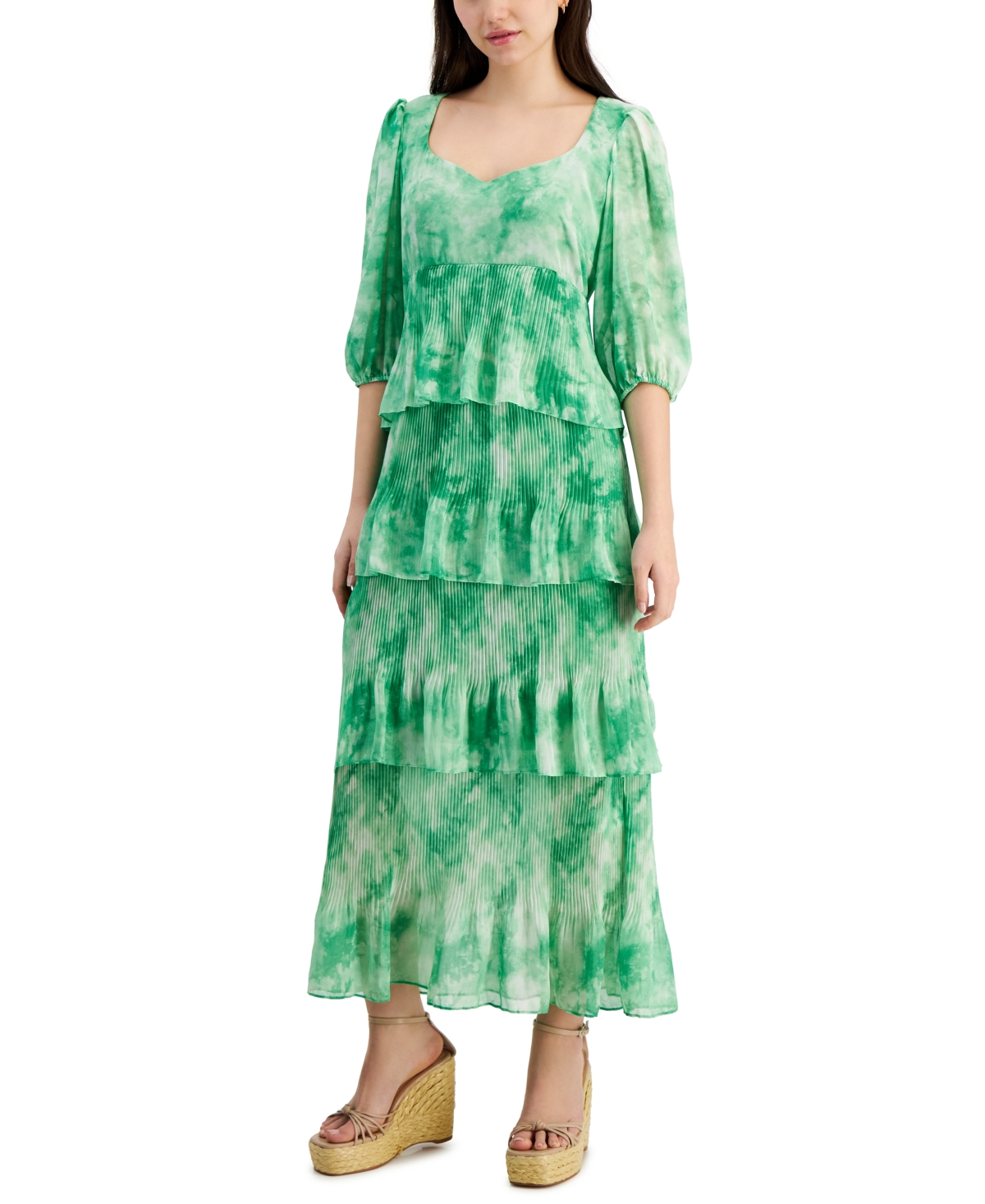 Women's Printed Tiered A-Line Midi Dress - Bonelime G