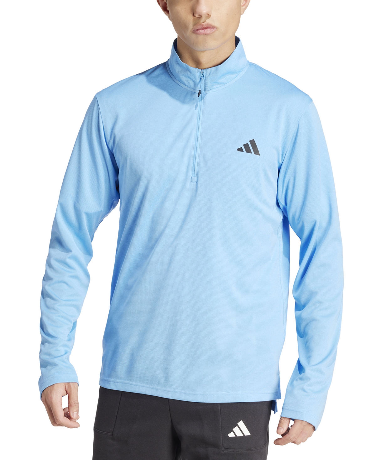 Adidas Originals Men's Essentials Training Quarter-zip Long-sleeve Top In Blue Burst