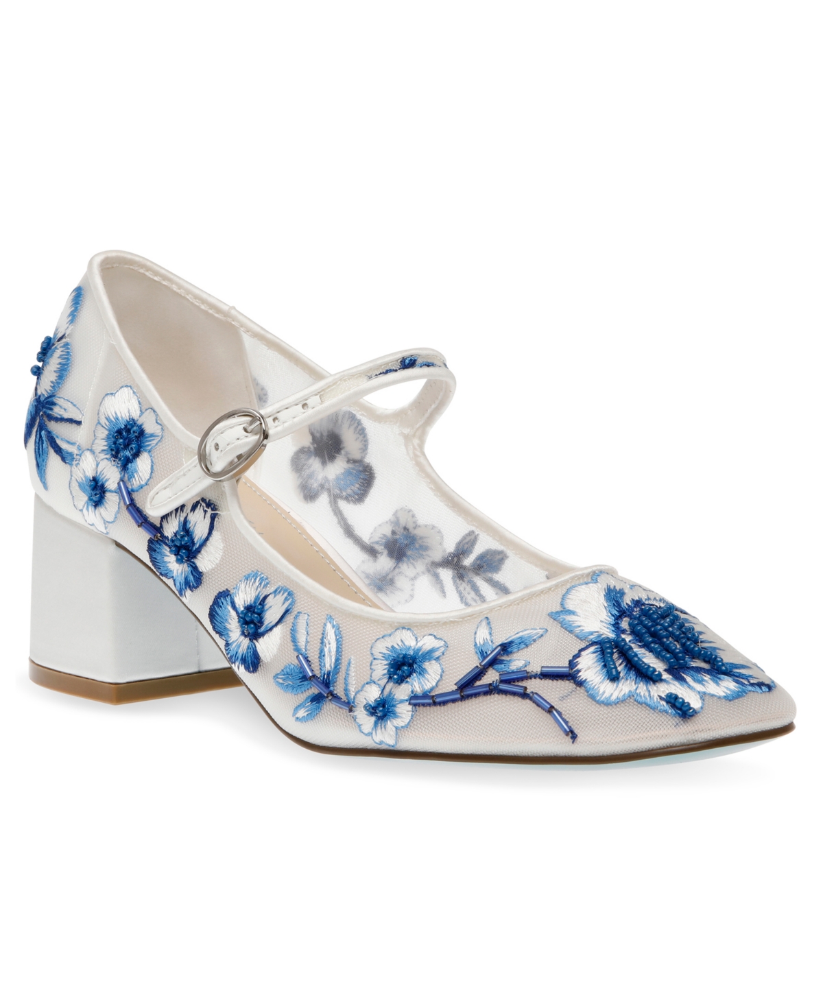 Betsey Johnson Women's Ezra Embroidered Mary Janes In Blue Floral