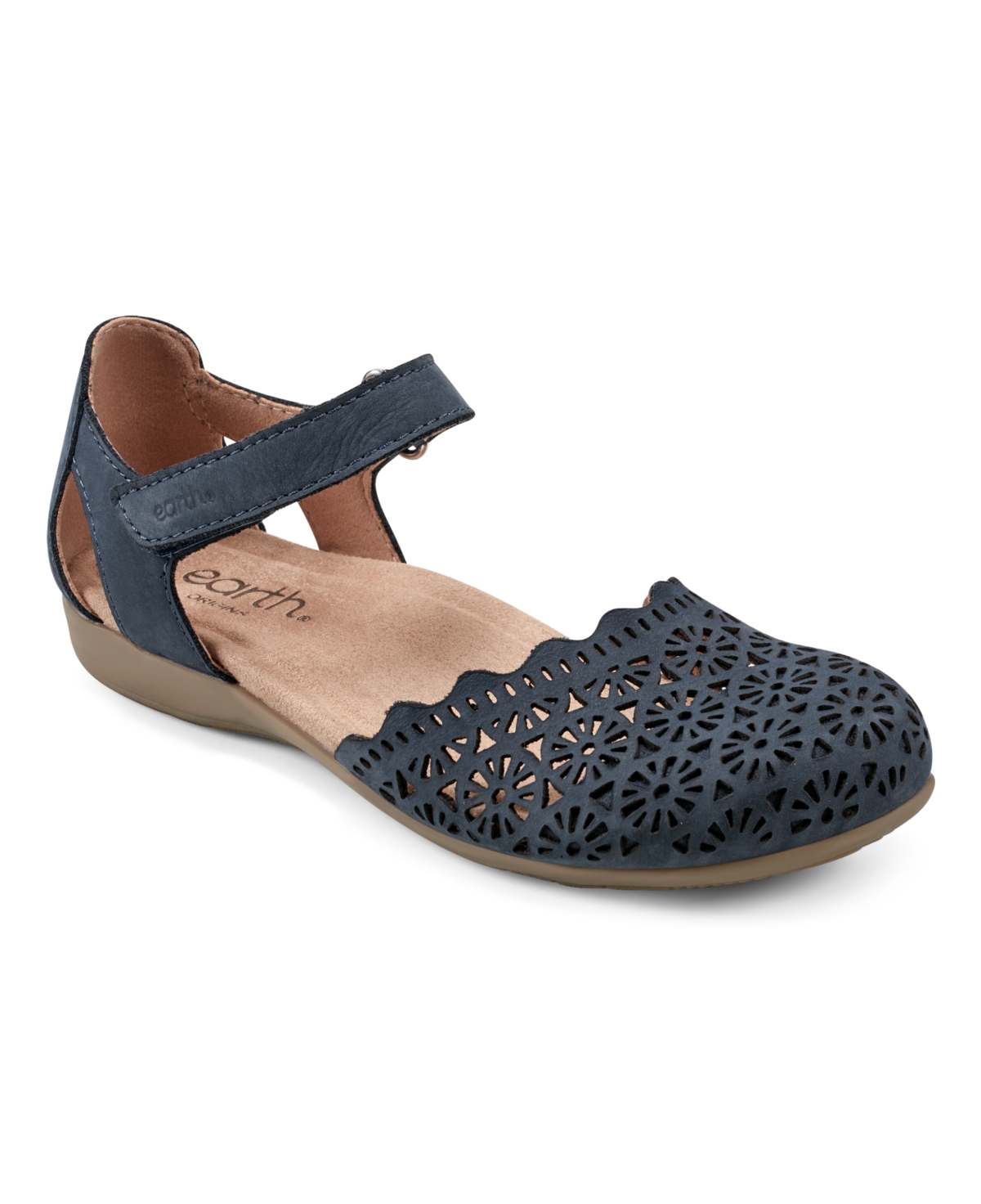 Shop Earth Women's Bronnie Round Toe Casual Slip-on Flat Shoes In Dark Blue Nubuck