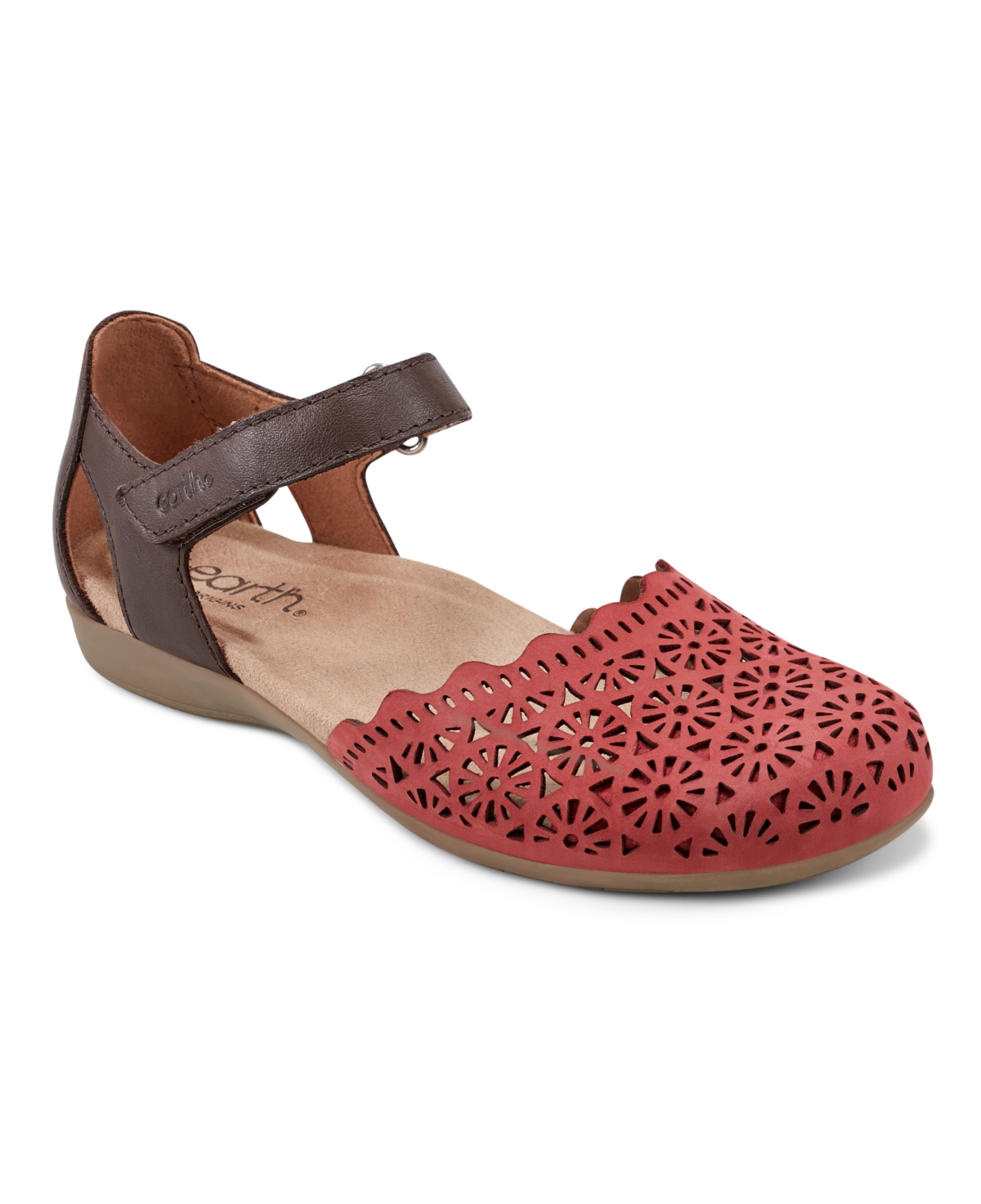 Earth Women's Bronnie Round Toe Casual Slip-on Flat Shoes - Red, Brown Multi