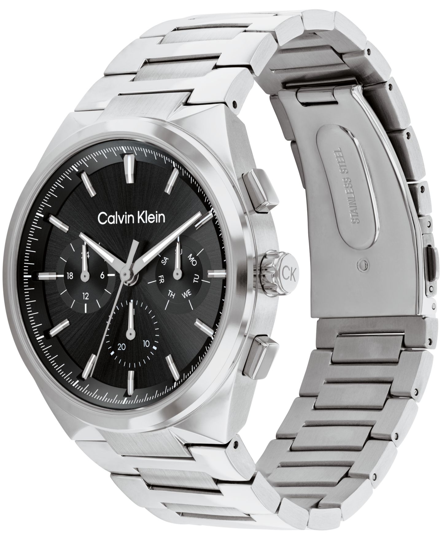 Мужские часы Calvin Klein Distinguish Silver-Tone Stainless Steel Bracelet Watch 44mm — фото 2