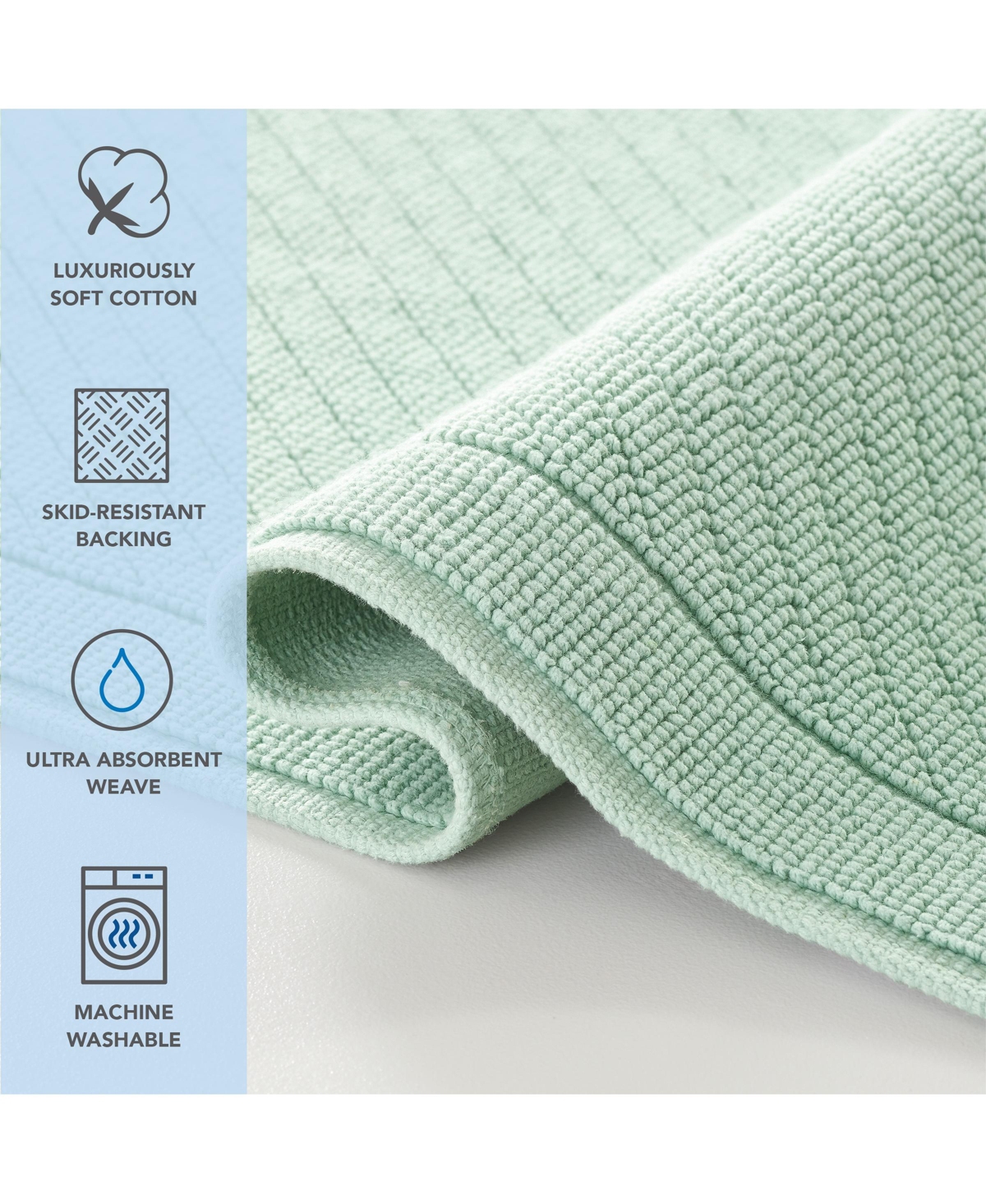 Host & Home Cotton Bath Rug, Stylish Textured Woven Design, Slip Resistant Backing, 5 Color Options, 20x32