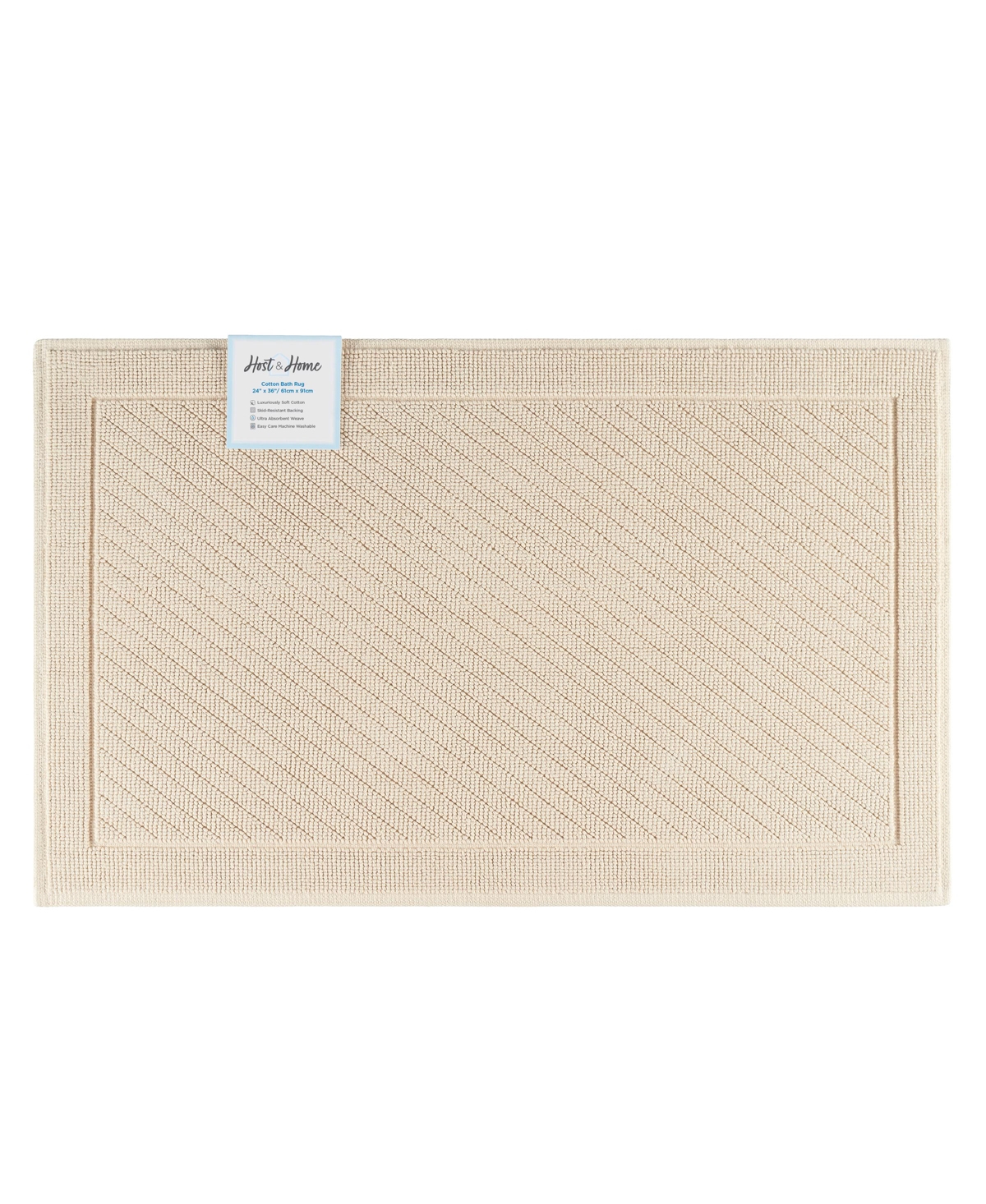Host & Home Cotton Bath Rug, Stylish Textured Woven Design, Slip Resistant Backing, 5 Color Options