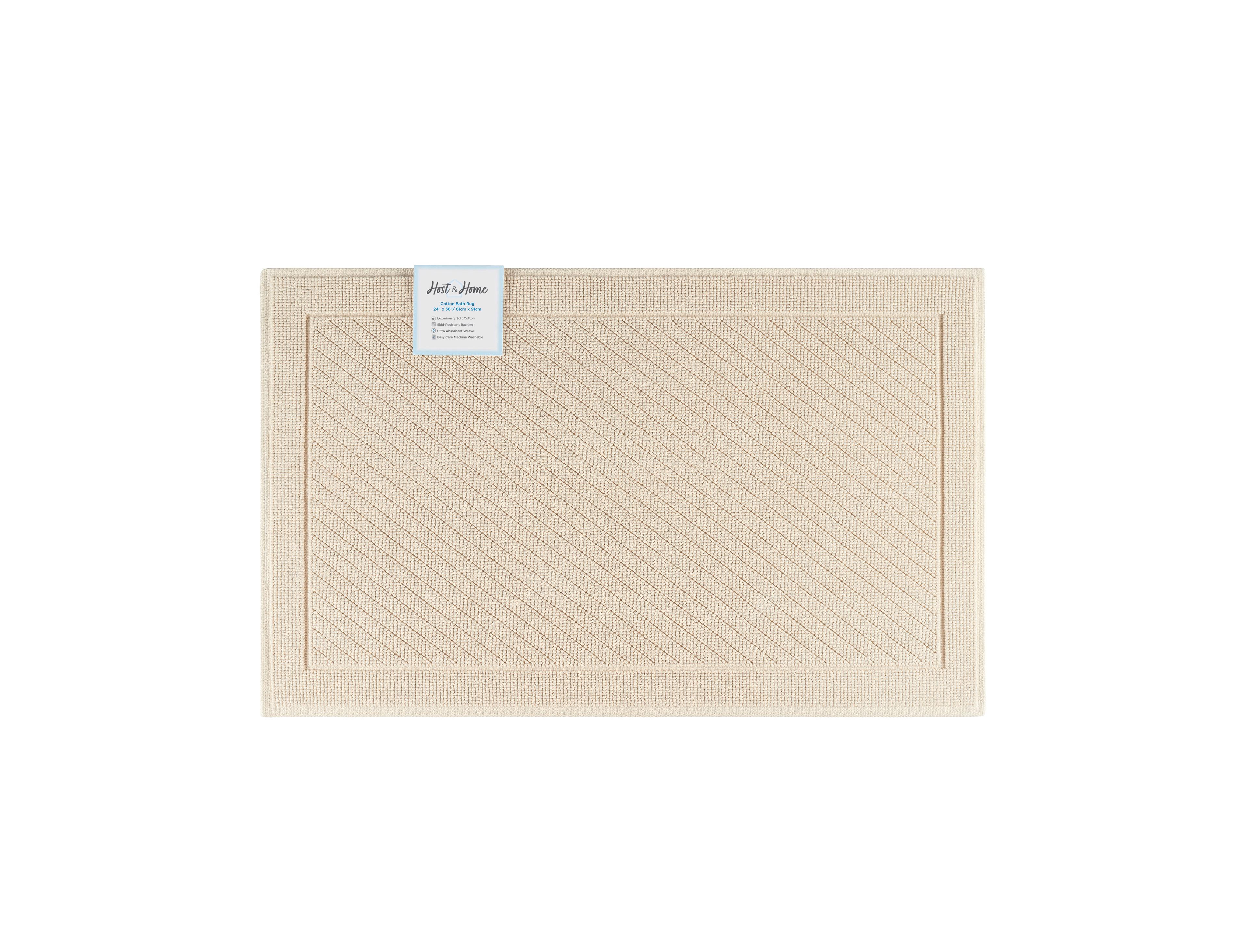 Host & Home Cotton Bath Rug, Stylish Textured Woven Design, Slip Resistant Backing, 5 Color Options, 24x36