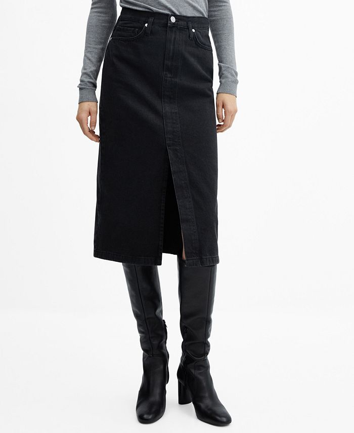 Macy's black jean skirt clearance