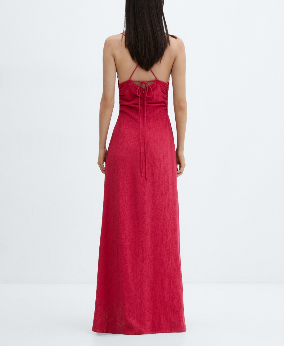 Shop Mango Women's Opening Detail Textured Dress In Fuchsia