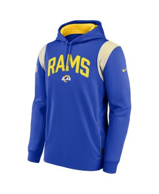 Men's Royal Los Angeles Rams Sideline Athletic Stack Performance Pullover Hoodie