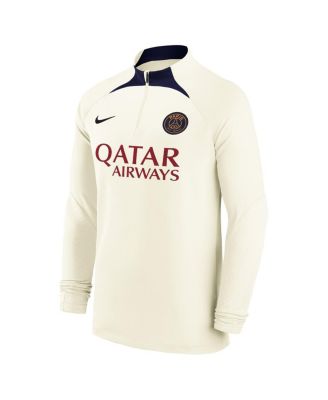 Men's Cream Paris Saint-Germain Strike Drill 2023/24 Performance Quarter-Zip Long Sleeve Top
