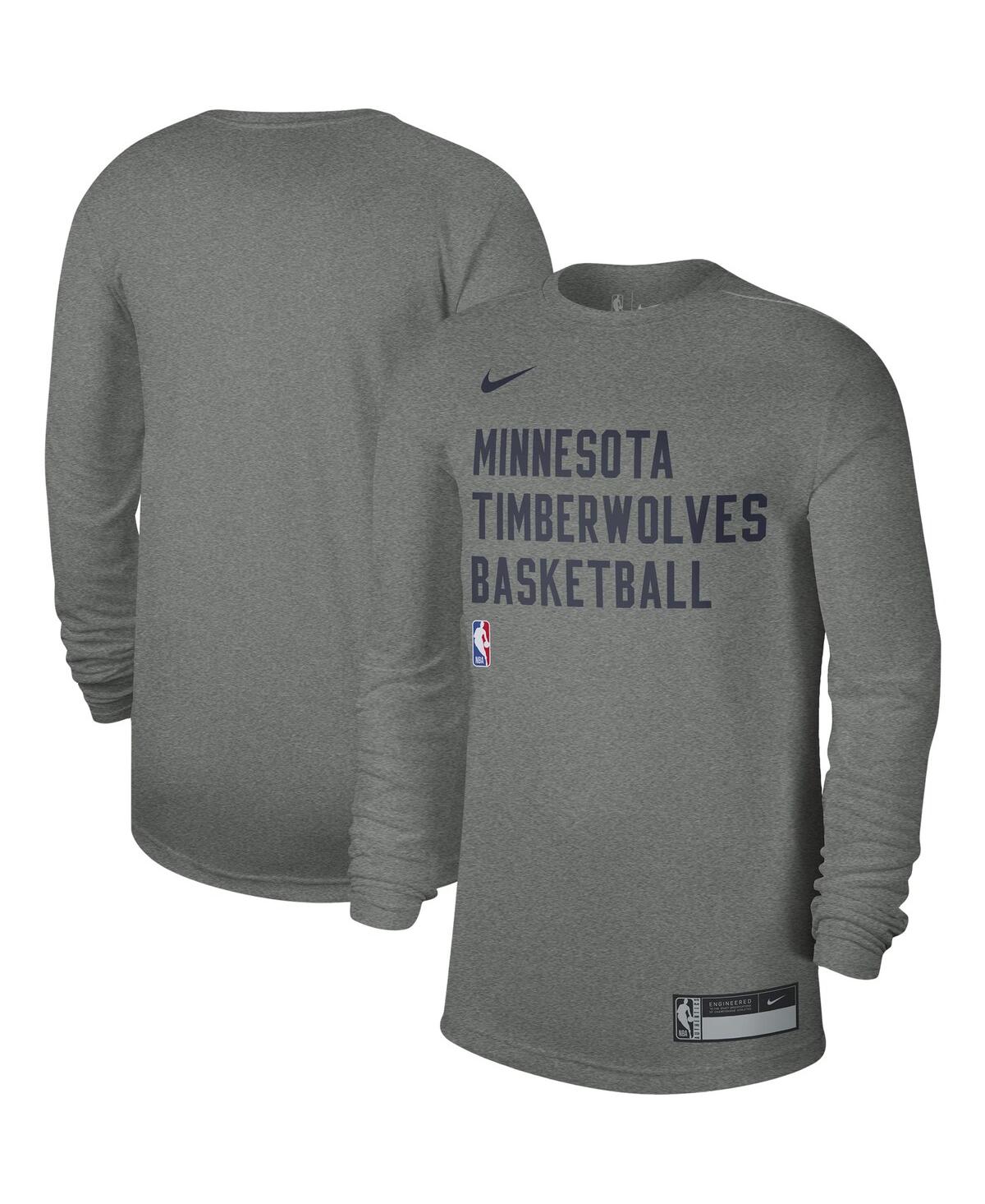 Men's and Women's Nike Heather Gray Minnesota Timberwolves 2023/24 Legend On-Court Practice Long Sleeve T-shirt - Heather Gray