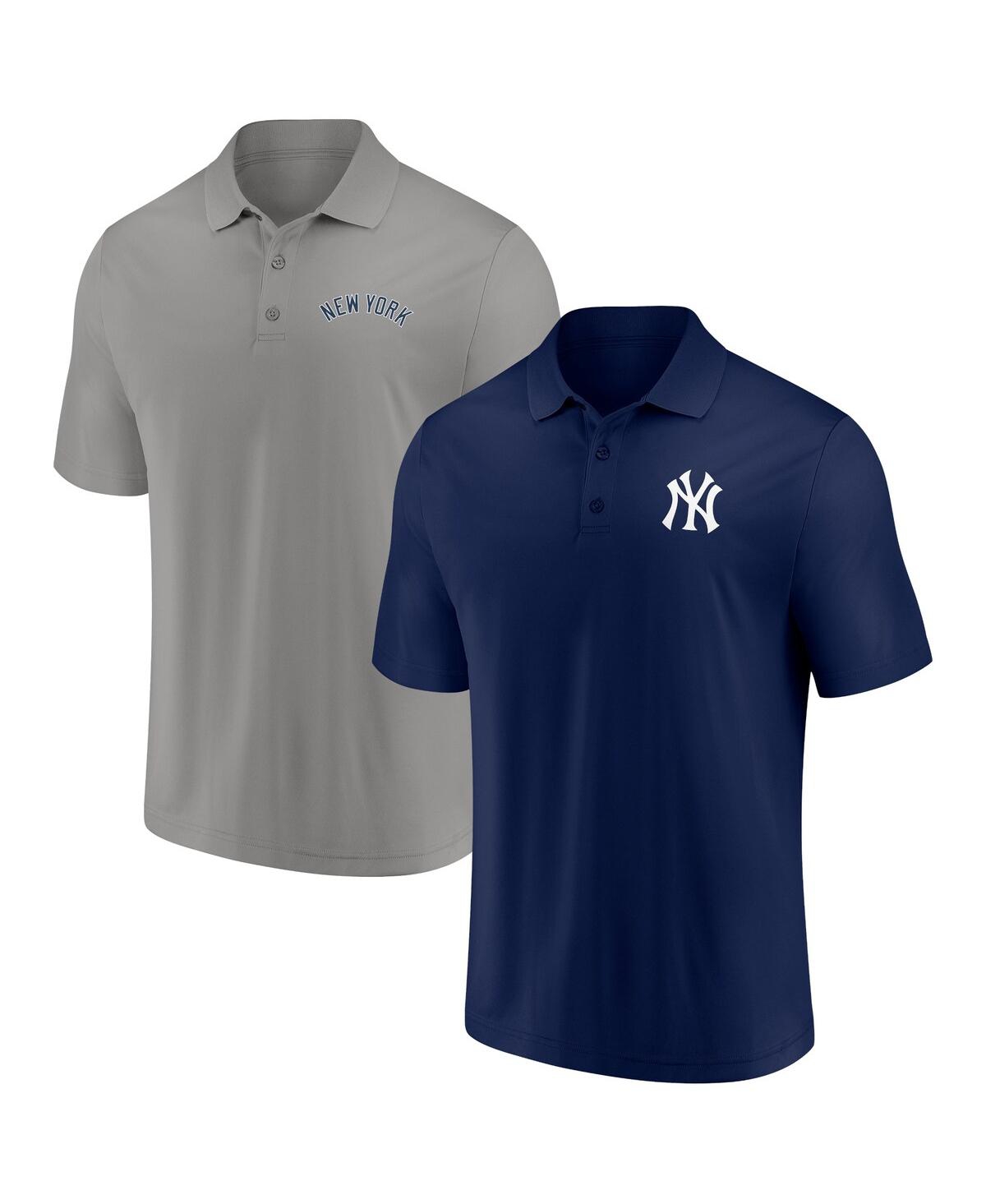 Fanatics Men's  Navy, Gray New York Yankees Dueling Logos Polo Shirt Combo Set In Navy,gray