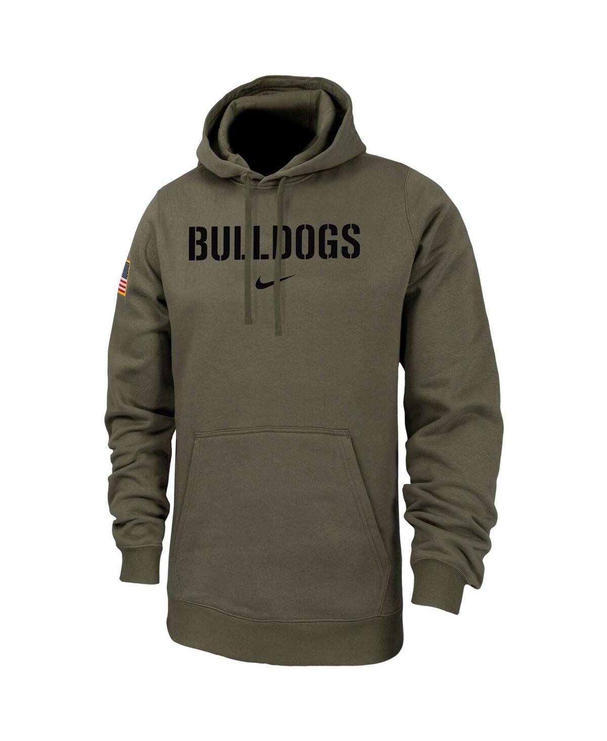 Men's NikeGeorgia Bulldogs Military-Inspired Pack Club Fleece Pullover Hoodie - Olive