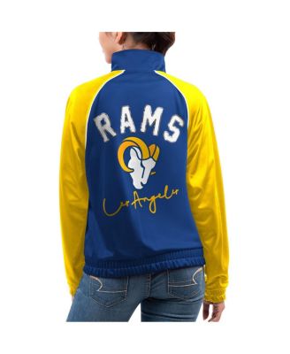 Women's Royal Los Angeles Rams Showup Fashion Dolman Full-Zip Track Jacket