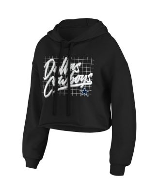Women's Black Dallas Cowboys Domestic Cropped Pullover Hoodie