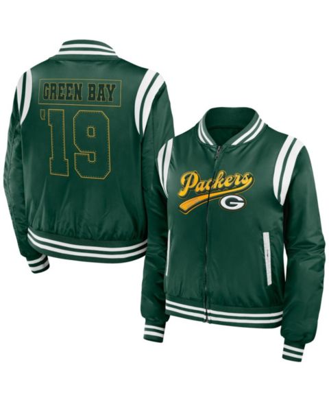 Женские куртки WEAR by Erin Andrews Women's Green Green Bay Packers Bomber Full-Zip Jacket