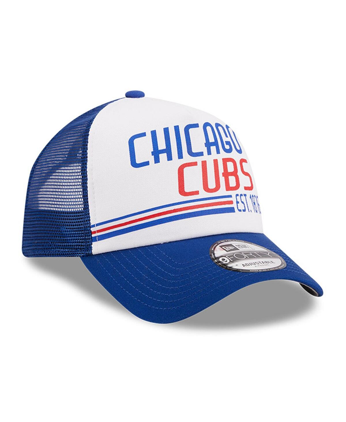 Men's New Era Royal Chicago Cubs Stacked A-Frame Trucker 9FORTY Adjustable Hat - Royal