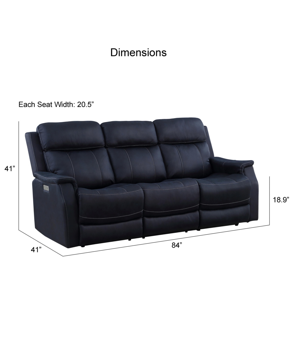 Steve Silver Valencia 84" Dual Power Reclining Sofa In Dark Blue