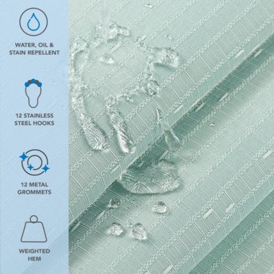 Host & Home Raindrop Stripe Textured Shower Curtain Set with 12 Metal Rolling Rings, Weighted Hem, Rust-Proof Grommets, Fine 100% Polyester Yarn, 72x72, Three Proof Treatment Repels Water, Stains, & Oil