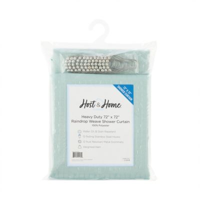 Host & Home Raindrop Stripe Textured Shower Curtain Set with 12 Metal Rolling Rings, Weighted Hem, Rust-Proof Grommets, Fine 100% Polyester Yarn, 72x72, Three Proof Treatment Repels Water, Stains, & Oil