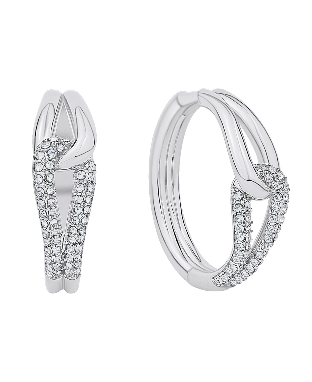 Crystal Knot Hoop Earring - Silver