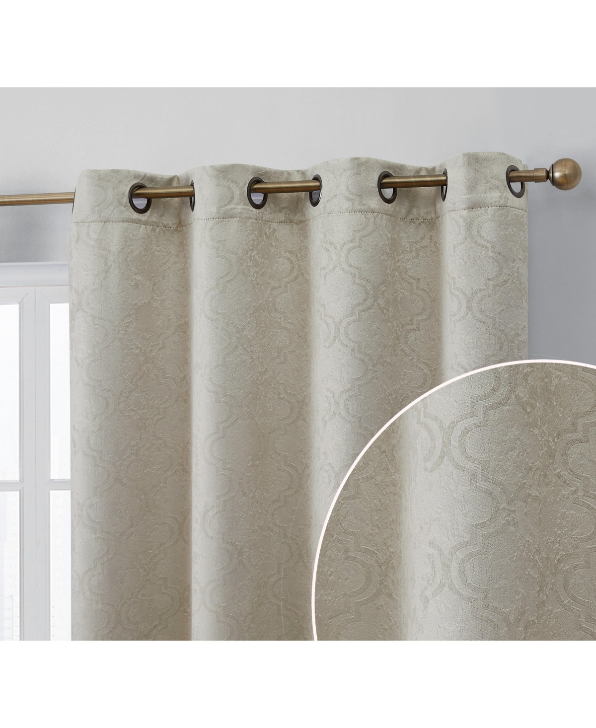 Redmont Lattice Pattern Thick Soft Thermal Insulated Energy Efficient Room Darkening Privacy Blackout Grommet Curtain Panels for Living Room -