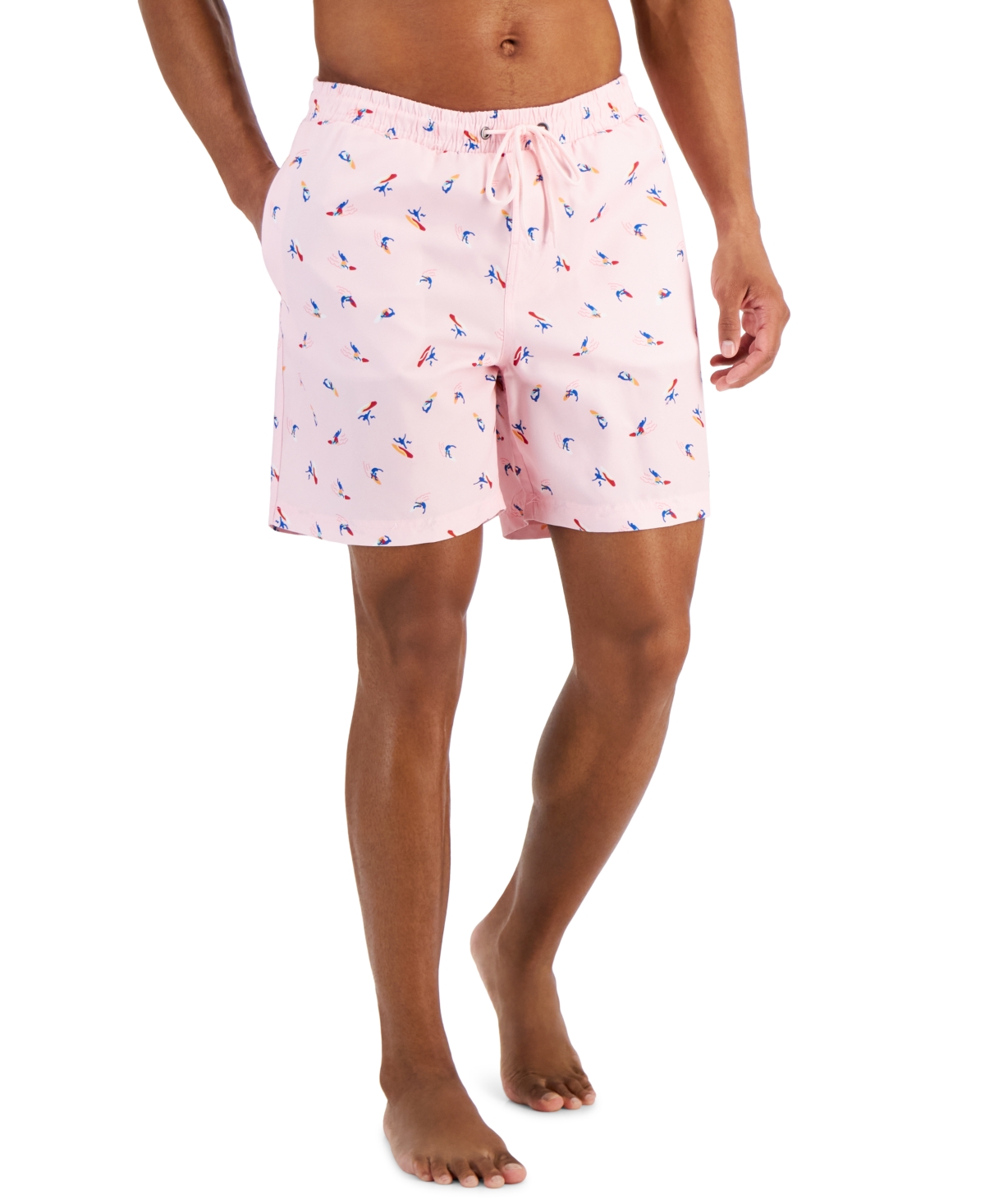 Club Room Men's Surfer Party Printed Quick-dry 7" Swim Trunks, Created For Macy's In Rose Shadow