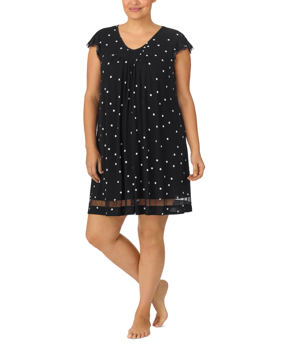 Ellen Tracy Plus Size Yours to Love Short Sleeves Nightgown White Print Smart Closet