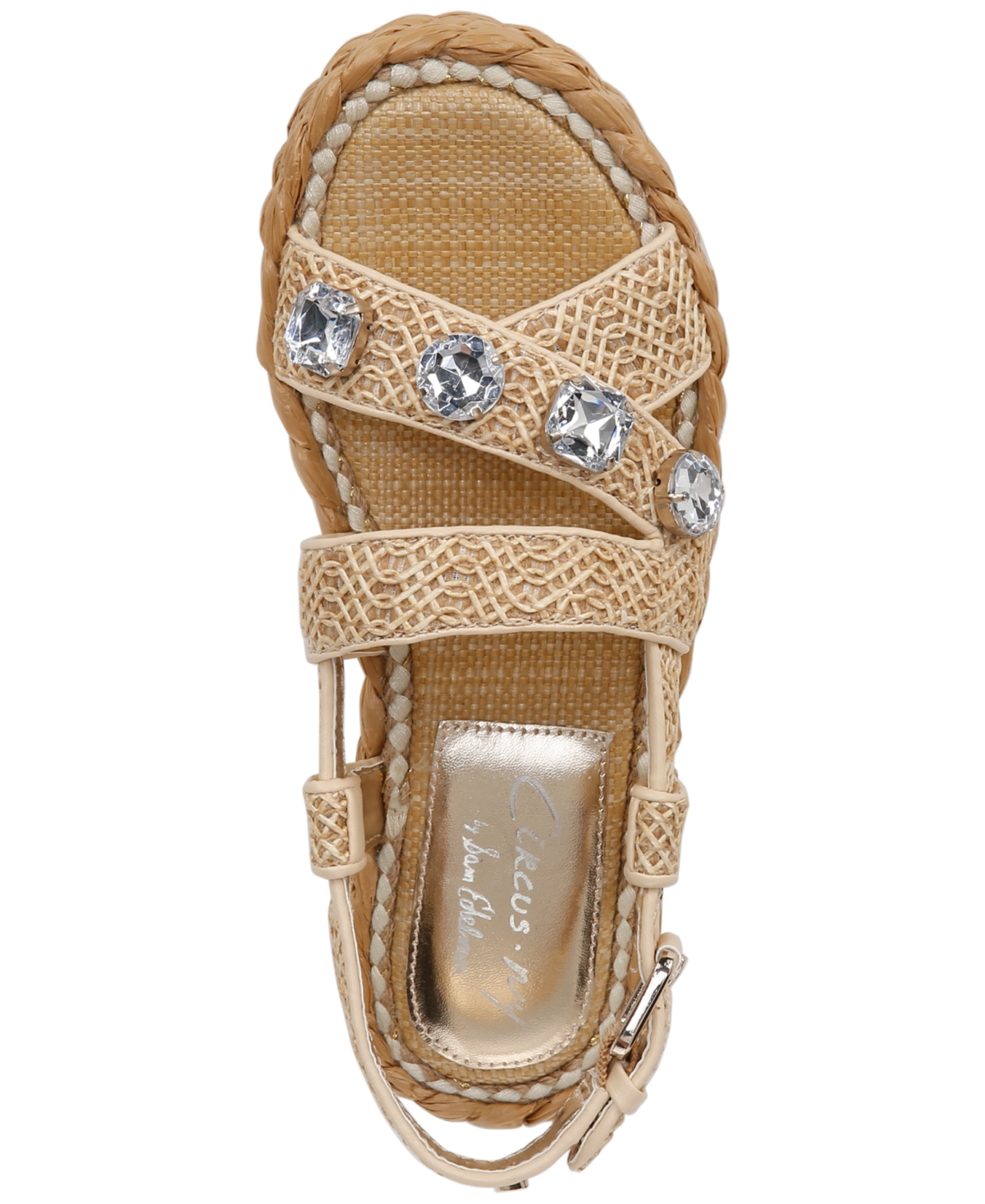 Circus Ny by Sam Edelman Women's Wrigley Embellished Woven Raffia Platform Sandals