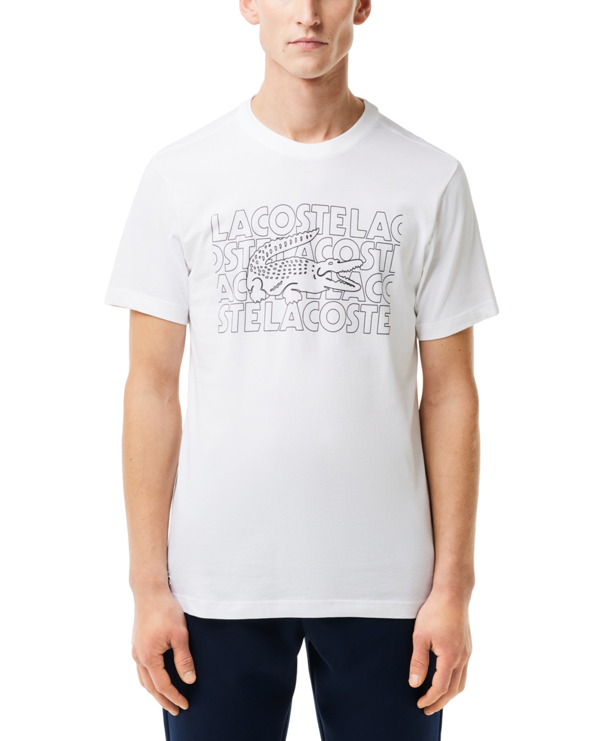 Shop Lacoste Men's Classic Fit Short Sleeve Performance Graphic T-shirt In White