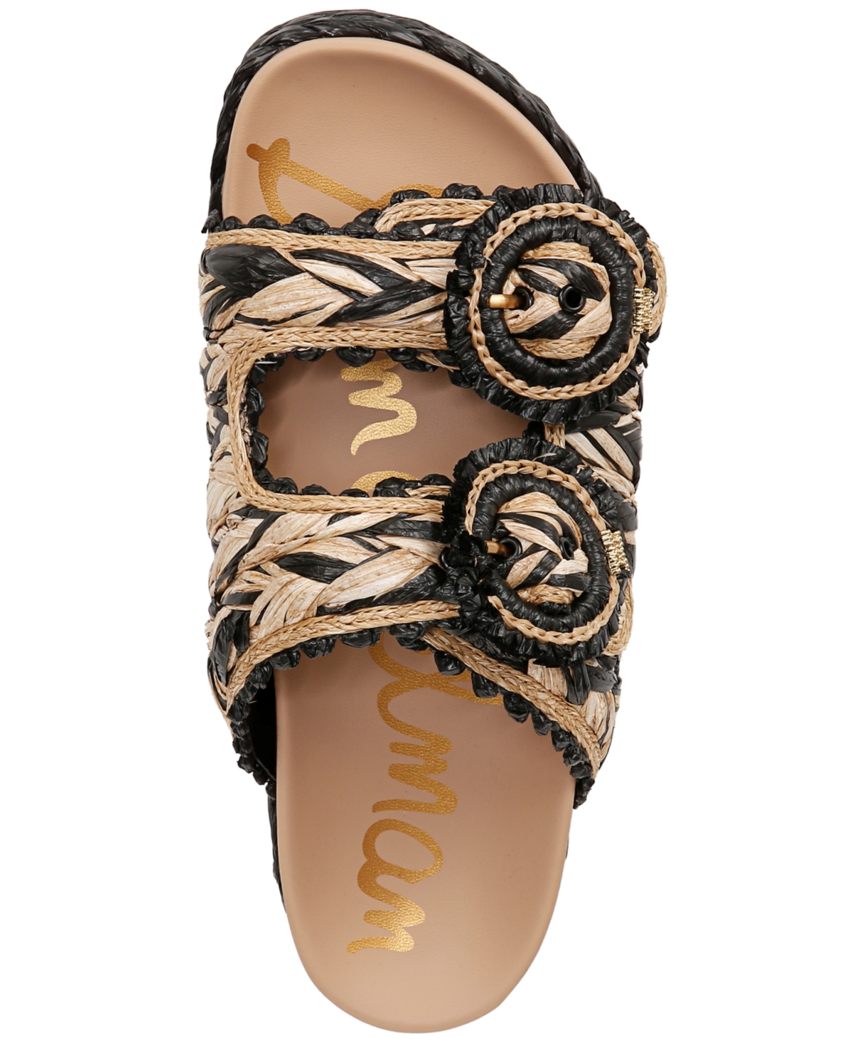 Sam Edelman Reina Woven Double Buckle Slide Sandals -natural