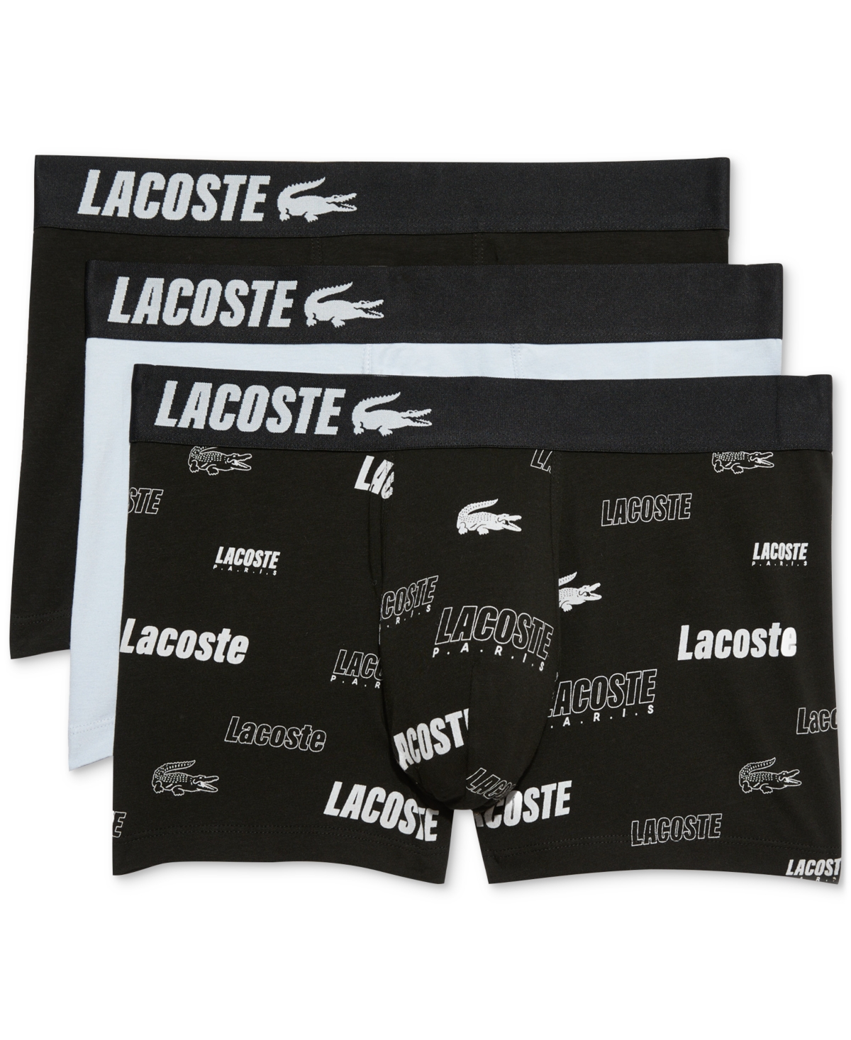 Shop Lacoste Men's Trunk Underwear, Pack Of 3 In Ily Black