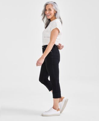 Petite High-Rise High-Cuff Capri Jeans