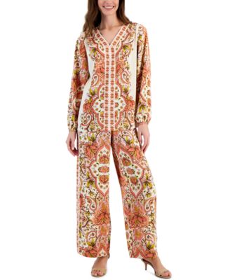 Womens Satin Printed Top Pull On Pants Created For Macys