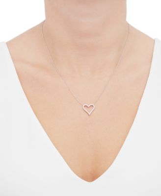 Diamond Heart 18" Pendant Necklace (1/4 ct. t.w.) in Sterling Silver