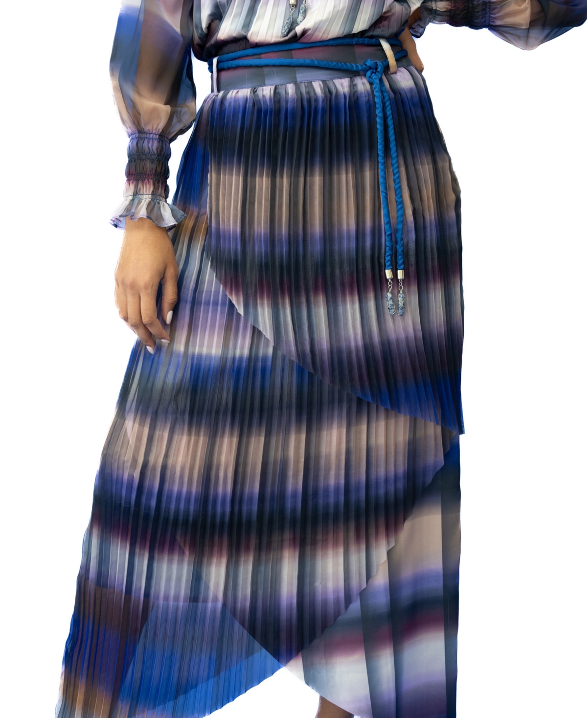 Shop Adrienne Landau Women's Soleil Crossover Pleated Skirt In Mystic Ombre Brown