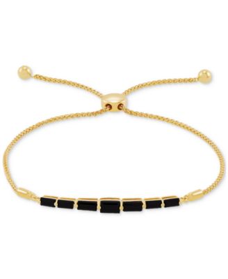 Macy's - Onyx Baguette Bolo Bracelet in 14k Gold-Plated Sterling Silver