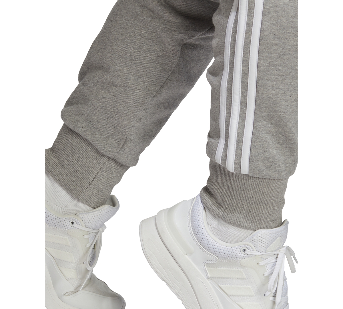 adidas Plus Size Essentials 3-Striped Cotton French Terry Cuffed Joggers -white