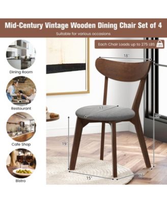 Set of 2 Dining Chairs Upholstered Curved Back Side