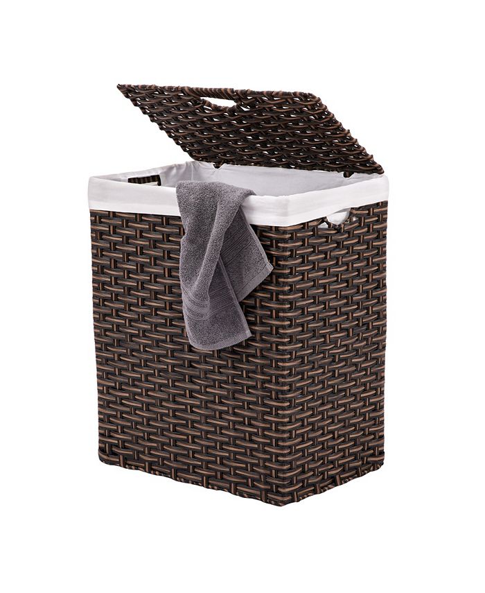 Seville Classics Foldable Rectangular Laundry Hamper with Lid & Canvas