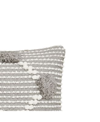 Josie Boulder Pillow, 14" x 22" Gray Rectangle Soft Woven Pillow For Couch Sofa Bed Chair Cotton