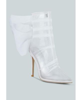 Womens princess organza wrapped style heeled ankle boots
