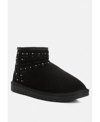 Womens winifred rhinestone embellished fur lined boots