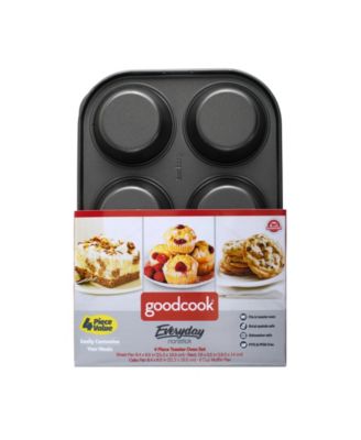 Good Cook 4 Piece Nonstick Steel Toaster Oven Set with Sheet Pan, Rack, Cake Pan, and Muffin Pan