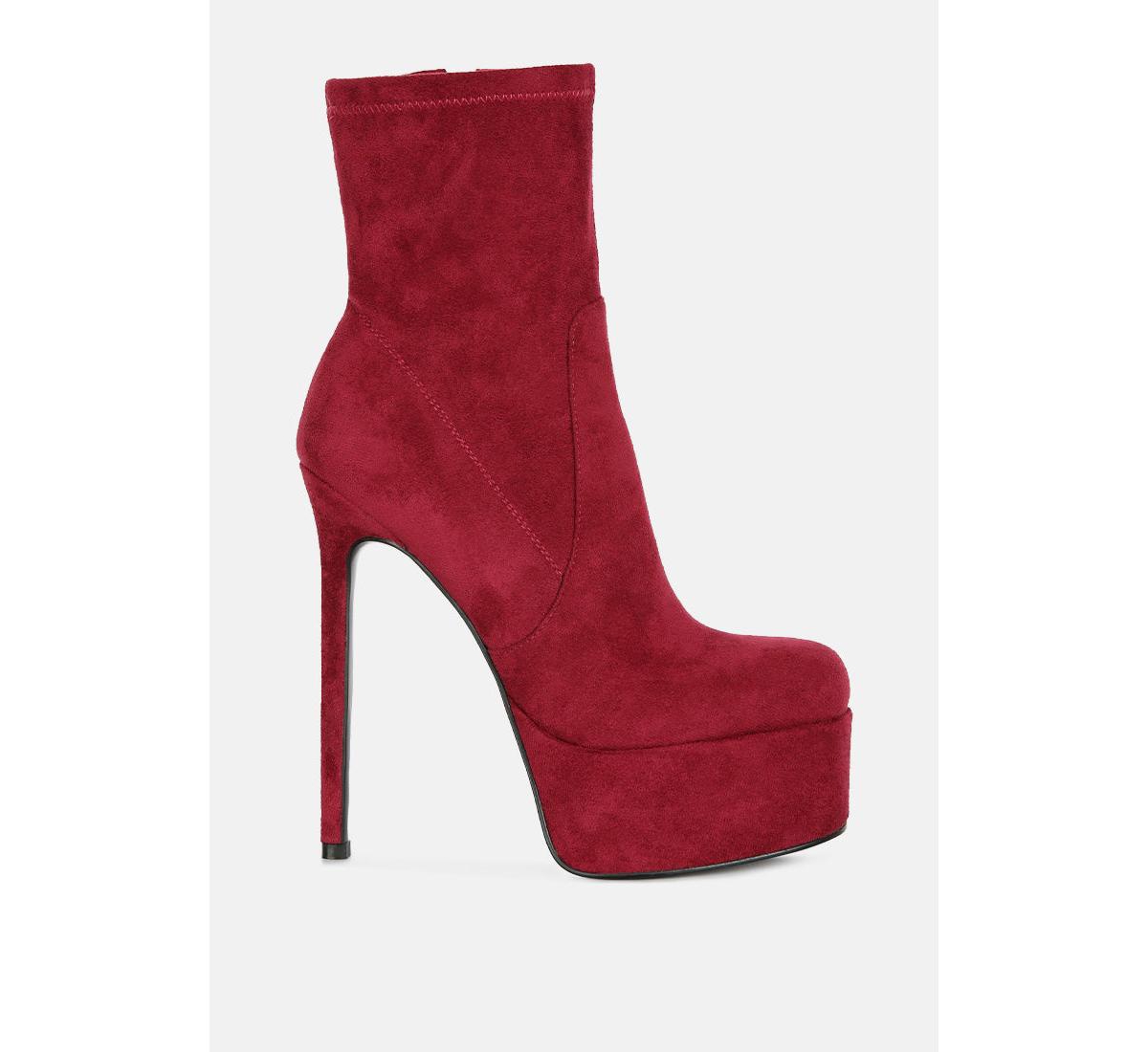 clubbing high heels platform ankle boots - Burgundy